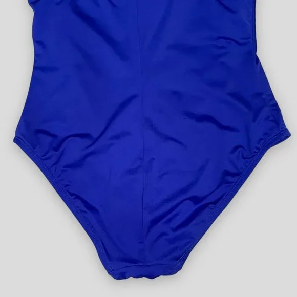 Liz Claiborne Cobalt Blue One Piece Swimsuit with Ruched Waist - Picture 8 of 10